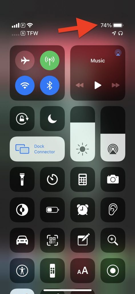 How to show battery percentage on iPhone XS Max?